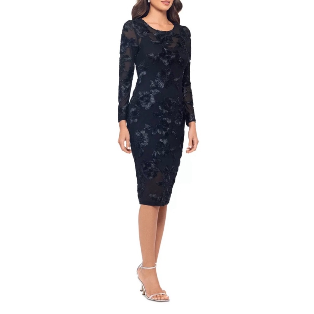 Besty & Adam Women’s Soutache Mesh Long-Sleeve Sheath Dreas